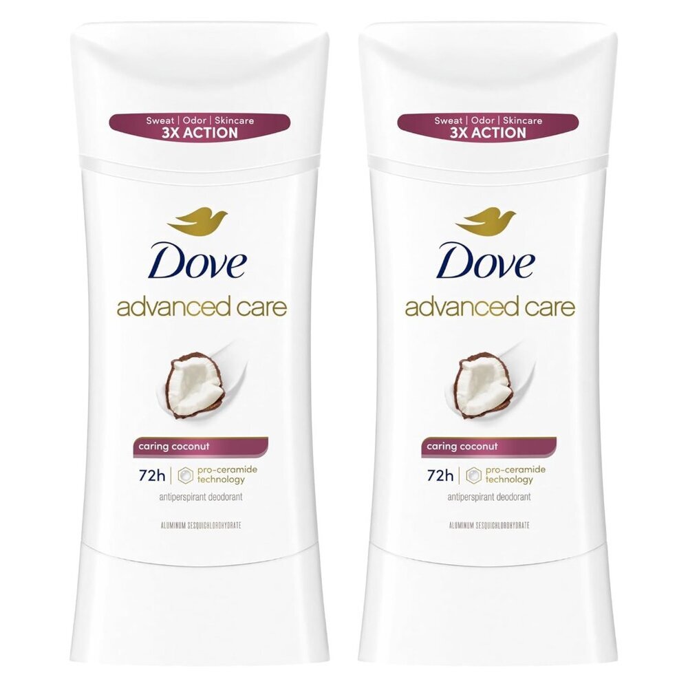 Advanced Care Antiperspirant Caring Coconut, 2 Count Deodorant Stick for Women,